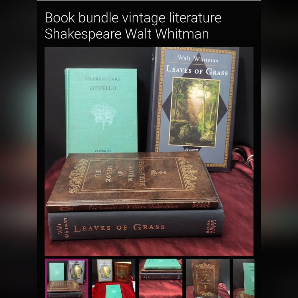 Vintage literature Lot Shakespeare Walt Whitman Book Bundle